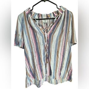 Alex & Parker striped purple and pink blouse